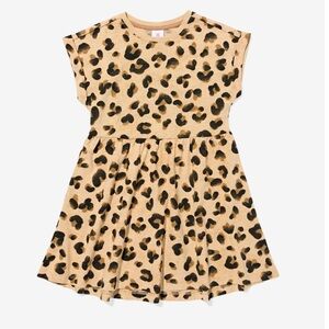 HEMA Girls Leopard Animal Print Dress Tan Black 2T EU 92